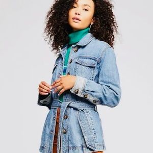FREE PEOPLE HERITAGE Belted Denim Jacket EUC